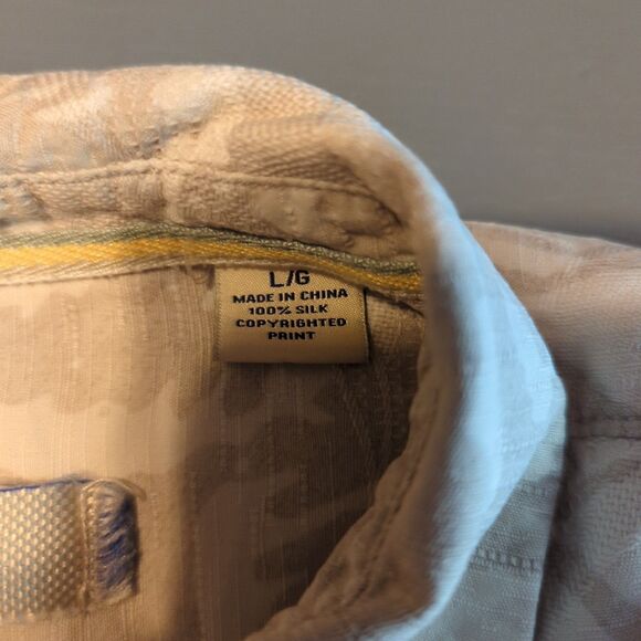 Tommy Bahama Shirt Mens Large Beige Silk Floral Camp Hawaiian Beach Button Up - Picture 5 of 9